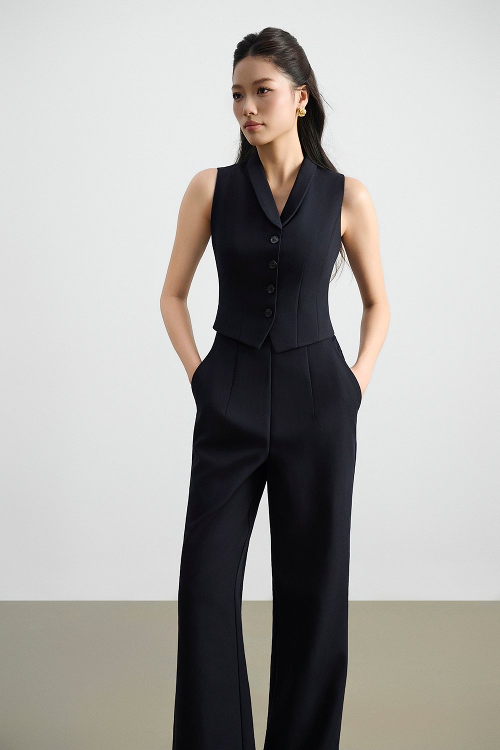 Tasmine Faux 2-Piece Tailored Jumpsuit in Midnight Blue