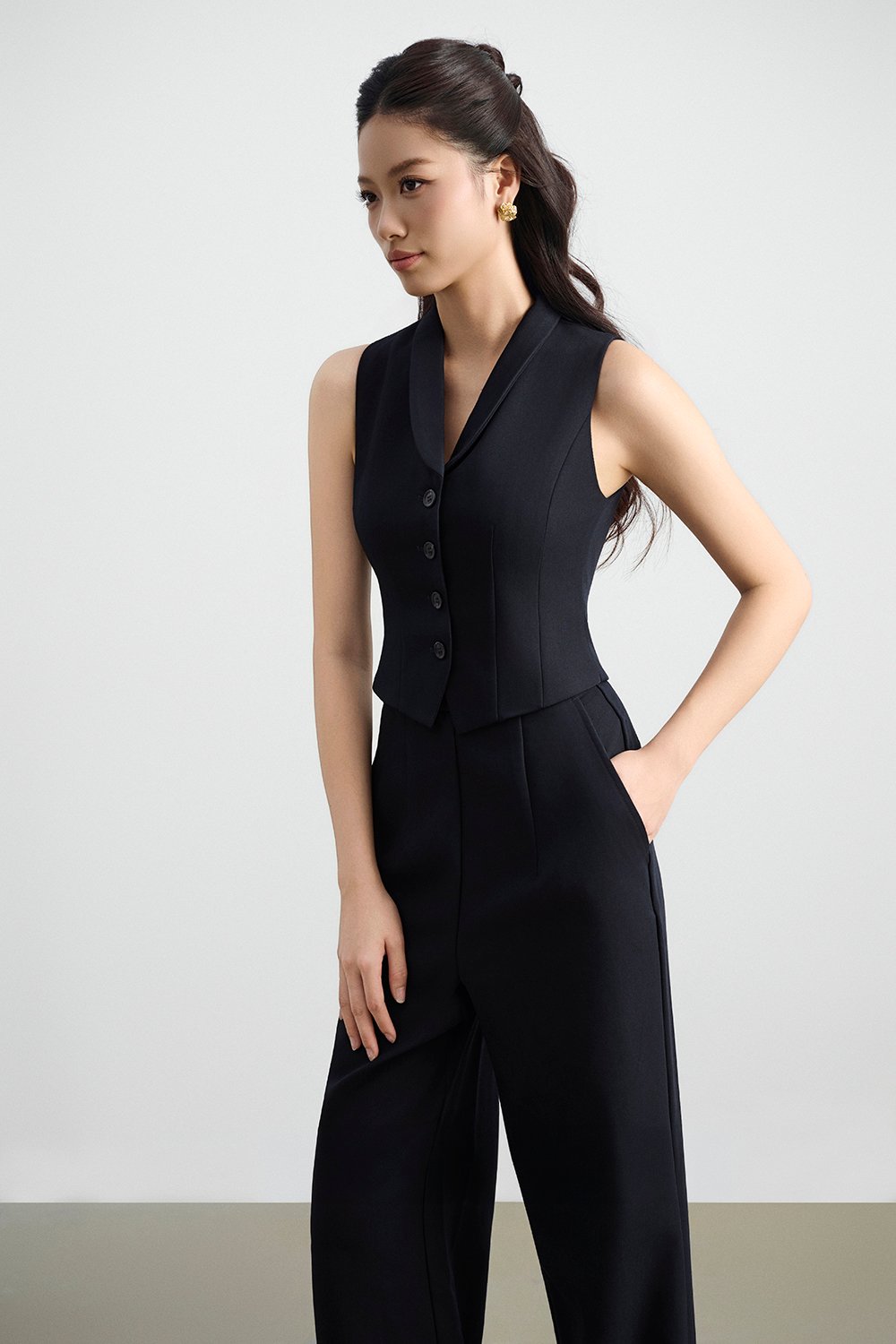 Tasmine Faux 2-Piece Tailored Jumpsuit in Midnight Blue