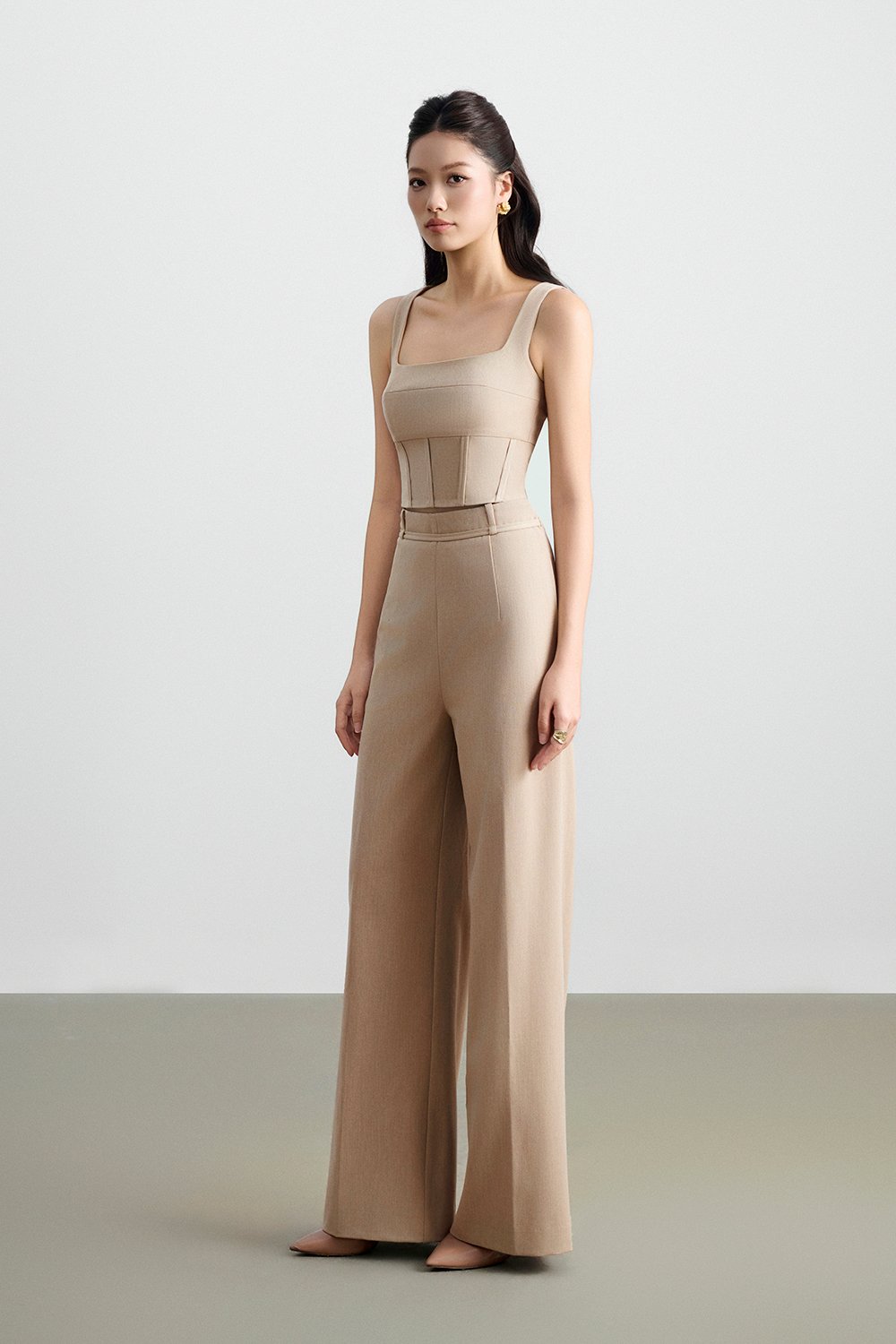 Teresa Tailored Straight Pants in Ecru