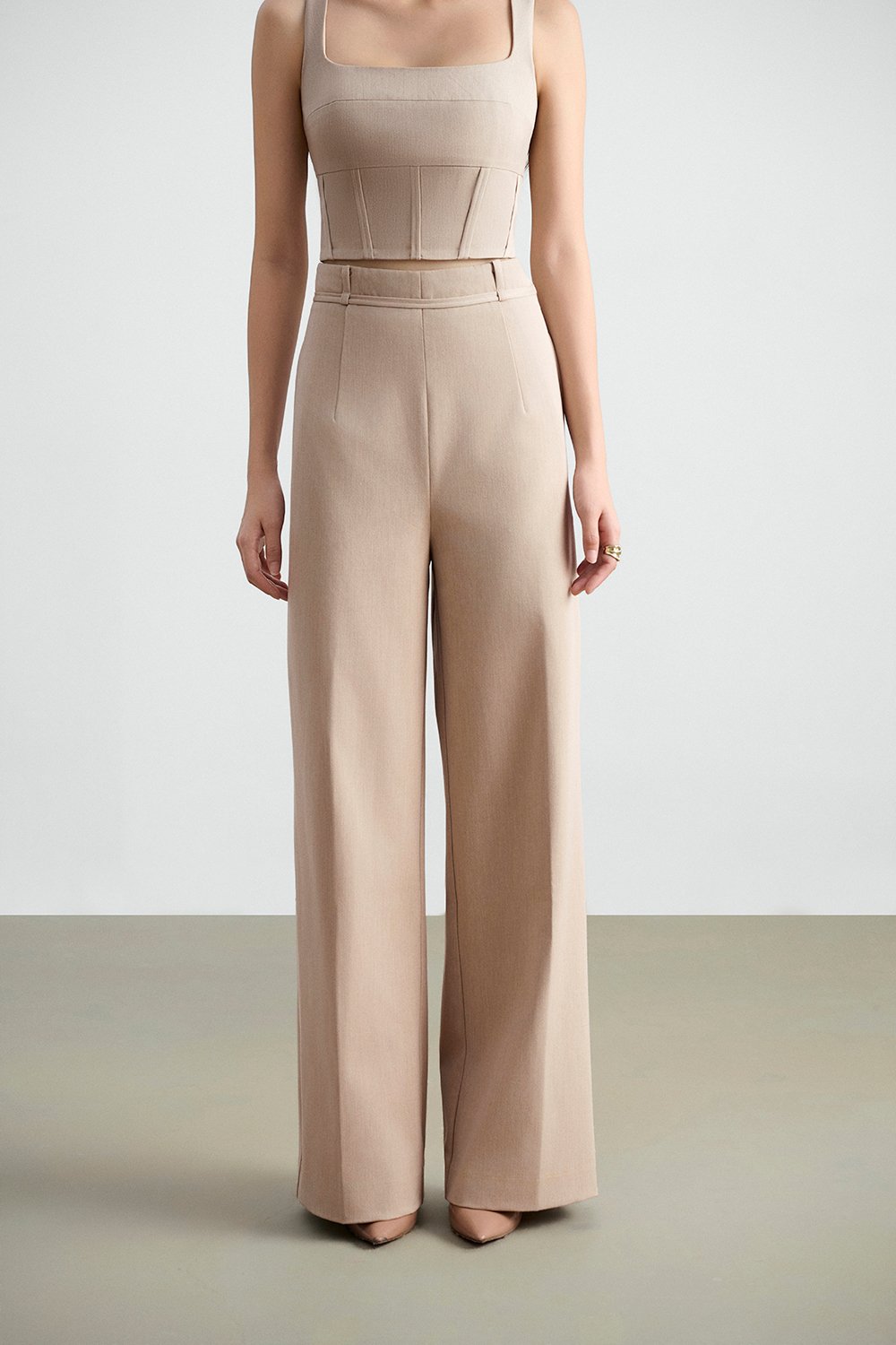 Teresa Tailored Straight Pants in Ecru
