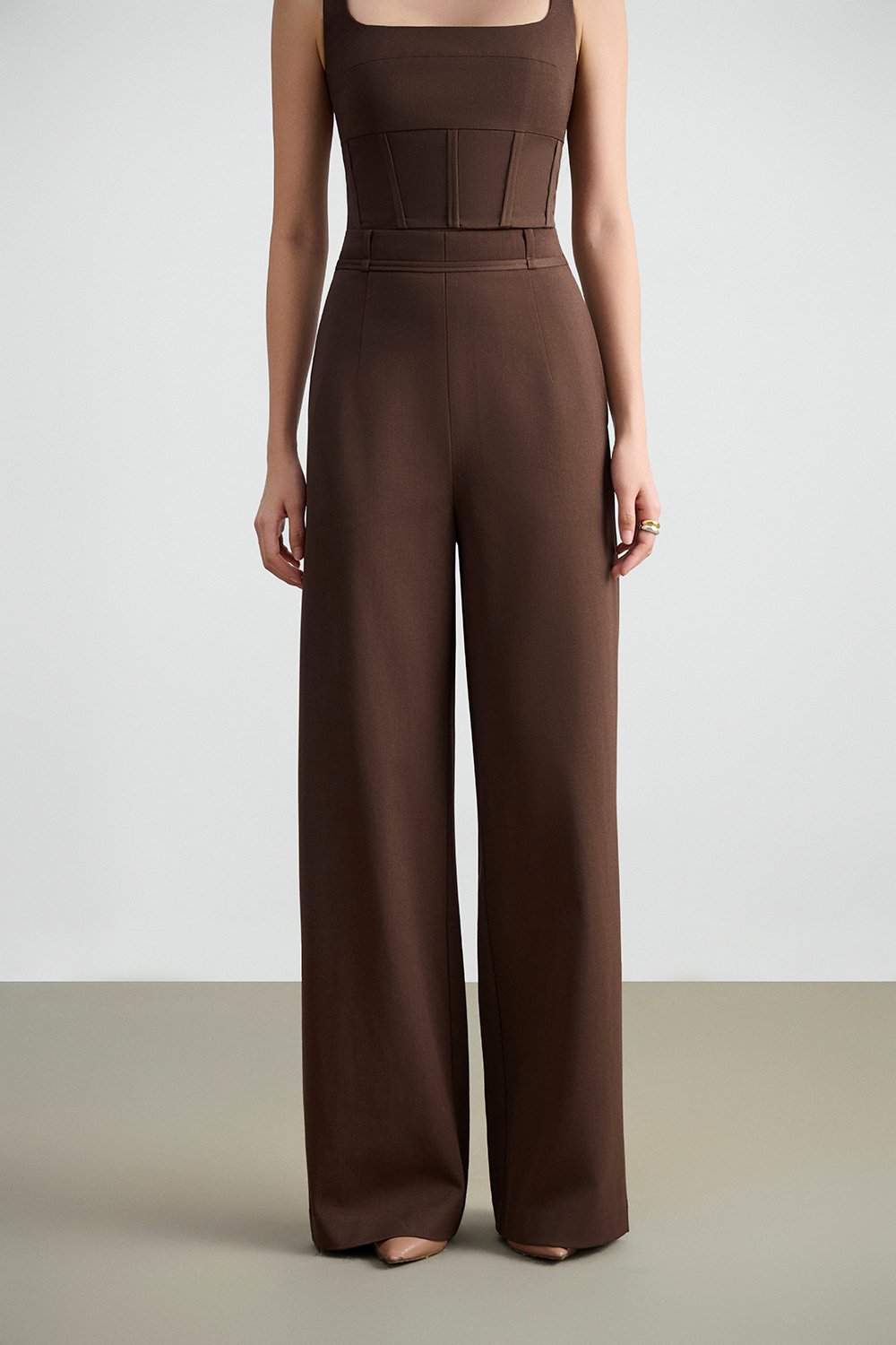 Teresa Tailored Straight Pants in Saddle Brown