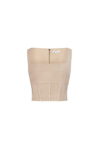 Arden Padded Square Neck Cropped Top in Ecru