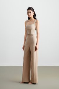 Arden Padded Square Neck Cropped Top in Ecru