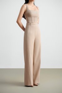 Arden Padded Square Neck Cropped Top in Ecru