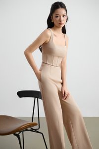 Arden Padded Square Neck Cropped Top in Ecru