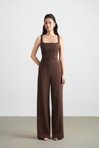 Arden Padded Square Neck Cropped Top in Saddle Brown