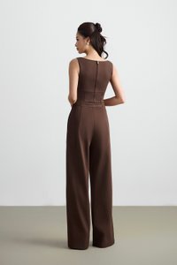 Arden Padded Square Neck Cropped Top in Saddle Brown