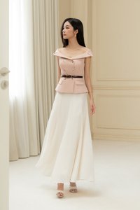 Claire Flare Skirt in Cream Veil
