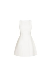 Dayna Padded Boat Neck Mini Dress in Iconic White