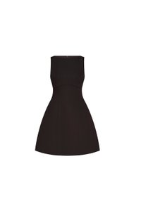 Dayna Padded Boat Neck Mini Dress in Rich Espresso