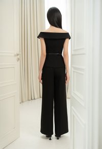 Delia Off Shoulder Tailored Top in Classic Black