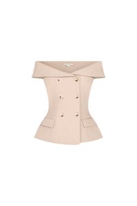 Delia Off Shoulder Tailored Top in Dusty Pink