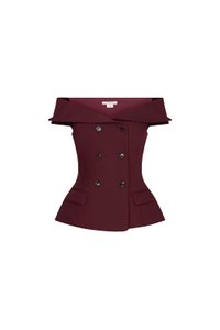 Delia Off Shoulder Tailored Top in Wine Red