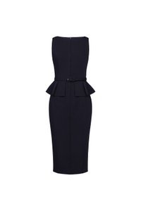 Geraldine Padded Peplum Pencil Dress in Deep Navy