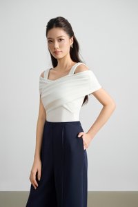 Julinne Padded Ruched Top in Iconic White