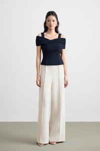 Julinne Padded Ruched Top in Navy Blue