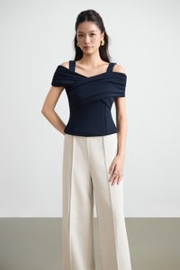 Julinne Padded Ruched Top in Navy Blue
