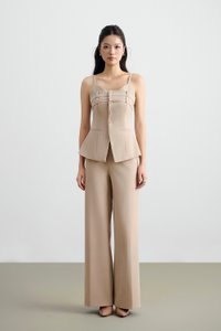 Megan Bustier Tailored Camisole Top in Ecru