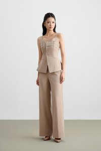 Megan Bustier Tailored Camisole Top in Ecru