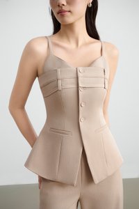 Megan Bustier Tailored Camisole Top in Ecru