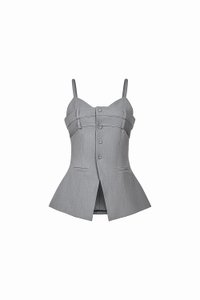 Megan Bustier Tailored Camisole Top in Melange Grey