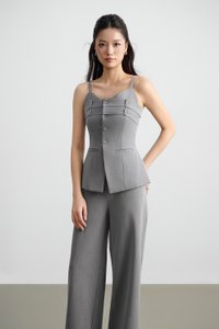 Megan Bustier Tailored Camisole Top in Melange Grey