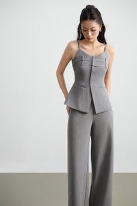 Megan Bustier Tailored Camisole Top in Melange Grey