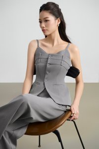 Megan Bustier Tailored Camisole Top in Melange Grey