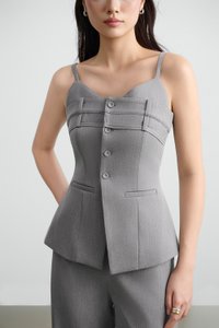 Megan Bustier Tailored Camisole Top in Melange Grey