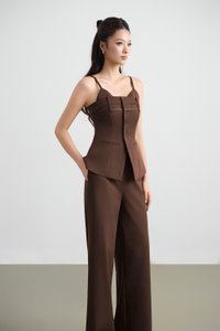 Megan Bustier Tailored Camisole Top in Saddle Brown
