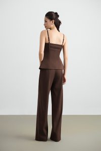 Megan Bustier Tailored Camisole Top in Saddle Brown