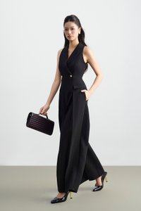 Meredith Tailored Wide Leg Jumpsuit in Classic Black
