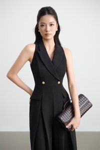 Meredith Tailored Wide Leg Jumpsuit in Classic Black
