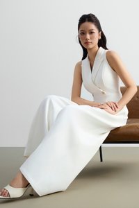Meredith Tailored Wide Leg Jumpsuit in Iconic White