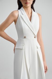 Meredith Tailored Wide Leg Jumpsuit in Iconic White