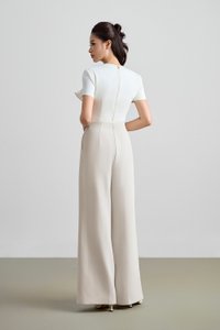 Millie Pintuck Wide Leg Pants in Seashell