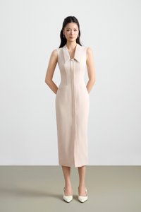 Noreen Collared Pencil Dress in Blush Cream