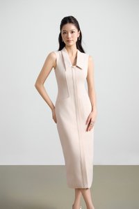 Noreen Collared Pencil Dress in Blush Cream