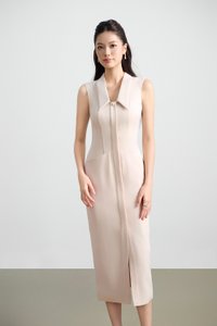 Noreen Collared Pencil Dress in Blush Cream