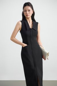 Noreen Collared Pencil Dress in Classic Black