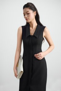 Noreen Collared Pencil Dress in Classic Black