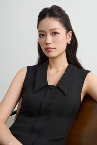 Noreen Collared Pencil Dress in Classic Black