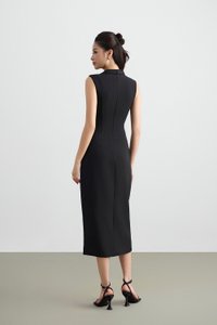 Noreen Collared Pencil Dress in Classic Black