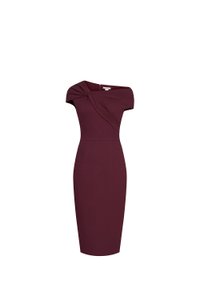 Nyx Asymmetrical Shoulder Pencil Dress in Burgundy
