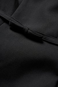 Talia Padded Flare Midi Dress with Detachable Bow Belt in Classic Black