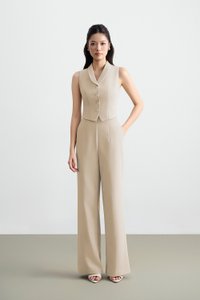 Tasmine Faux 2-Piece Tailored Jumpsuit in Greige
