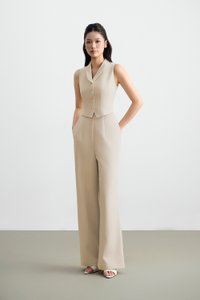 Tasmine Faux 2-Piece Tailored Jumpsuit in Greige