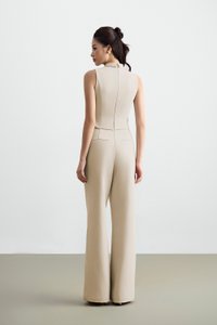 Tasmine Faux 2-Piece Tailored Jumpsuit in Greige