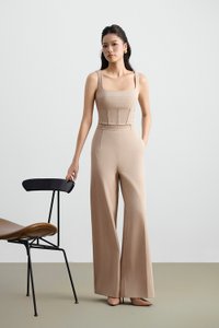 Teresa Tailored Straight Pants in Ecru