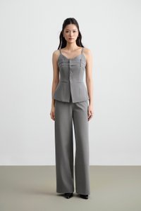 Teresa Tailored Straight Pants in Melange Grey
